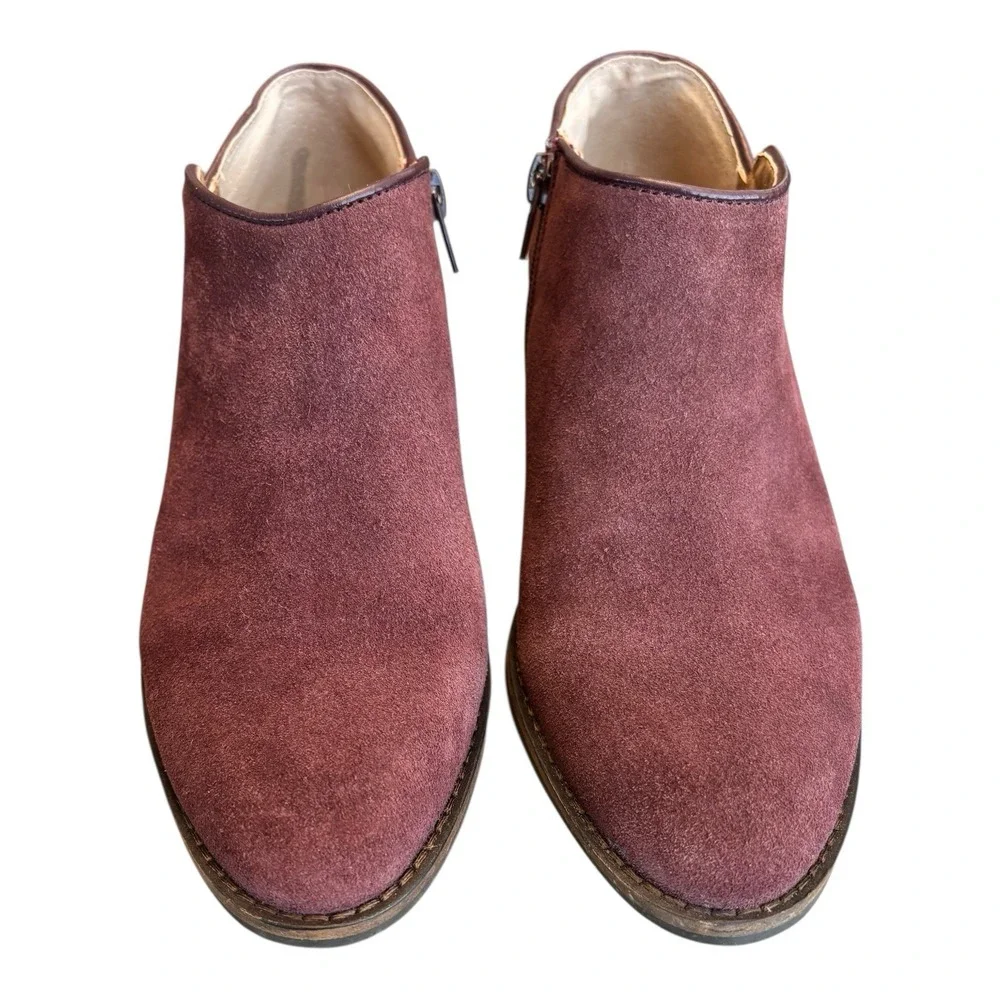 Lucky Brand Boots Womens 6.5 M‎ Faithly Ankle Booties Suede Burgundy Wine Zip Up